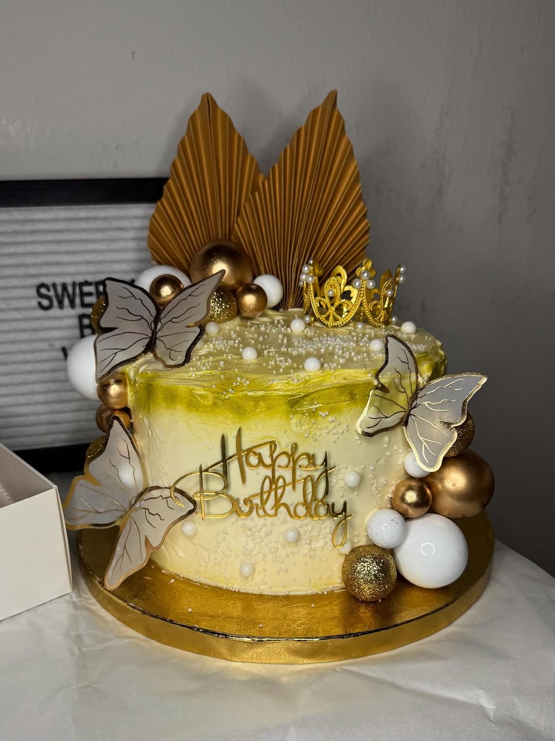 Gold birthday cake